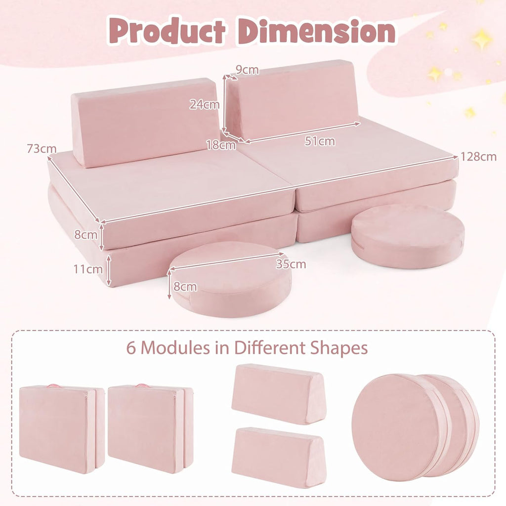 HONEY JOY 6 PCS Modular Convertible Kids Play-Couch The AuDHD Store