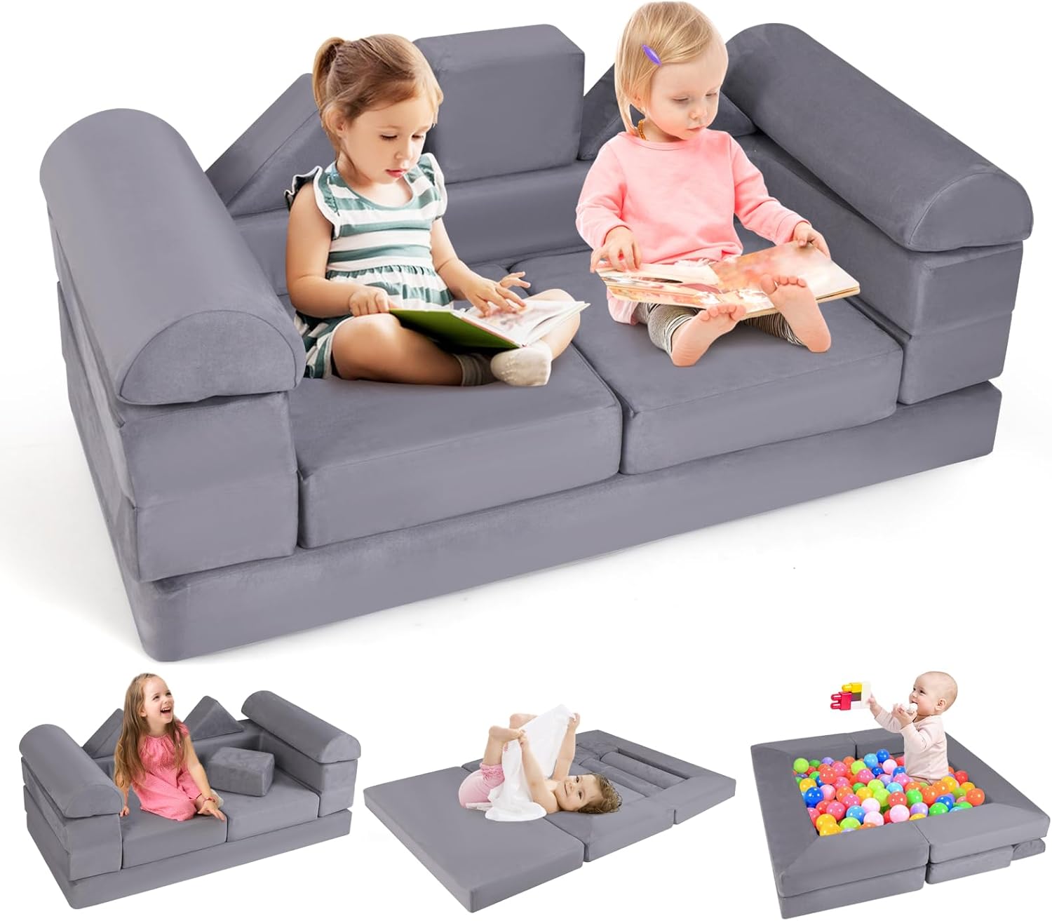 HONEY JOY 9 PCS Modular Convertible Kids Play-Couch The AuDHD Store