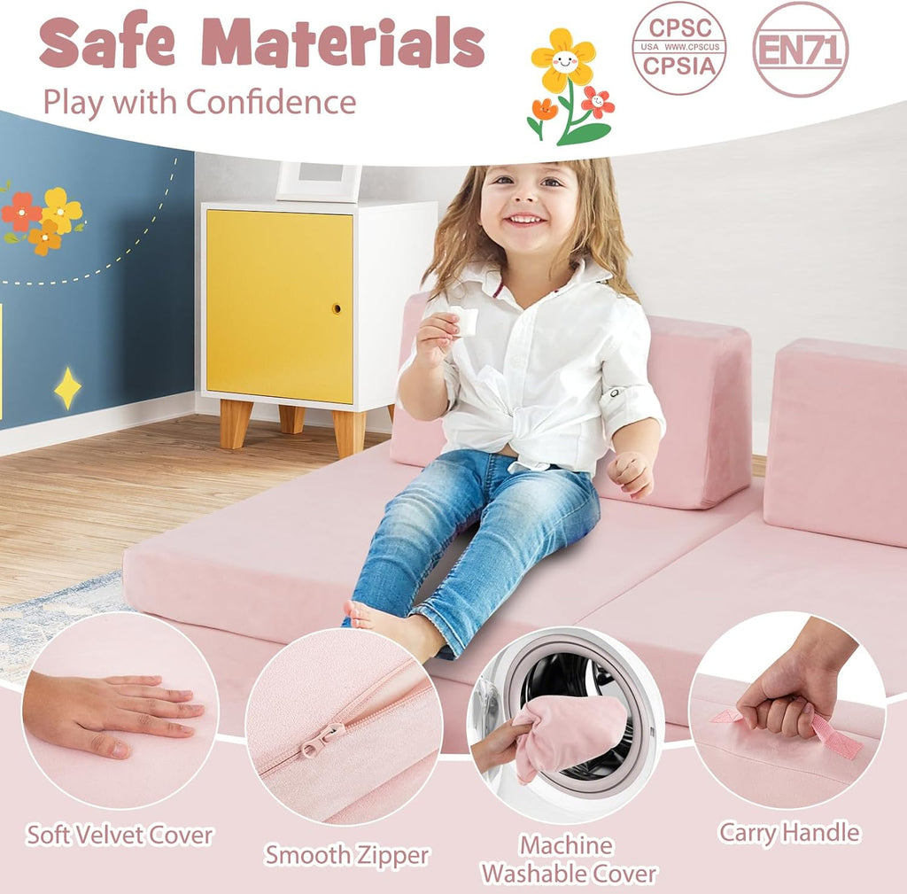 HONEY JOY 6 PCS Modular Convertible Kids Play-Couch The AuDHD Store