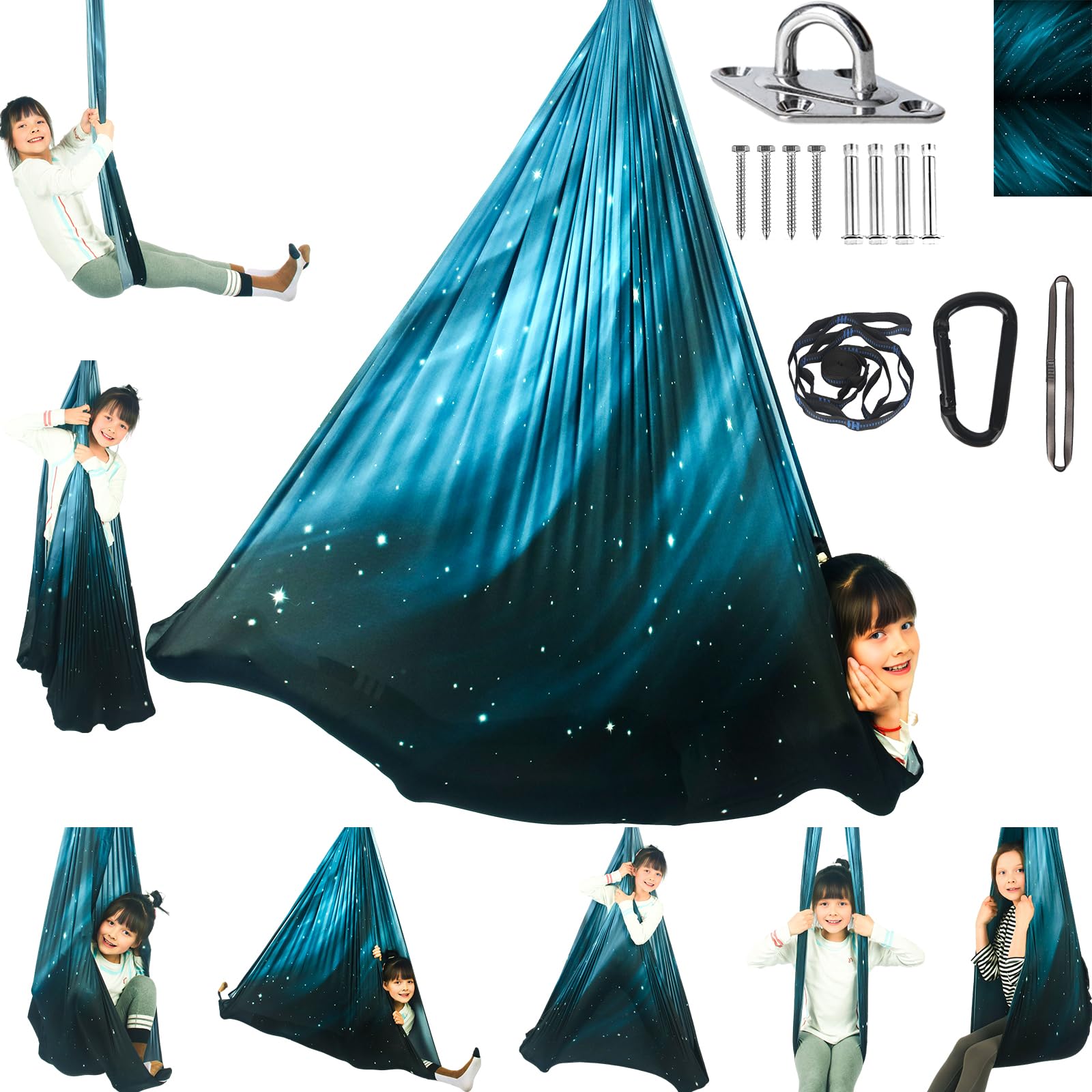 AuDHD Sensory Cuddle Swing with Hardware Space Teal The AuDHD Store