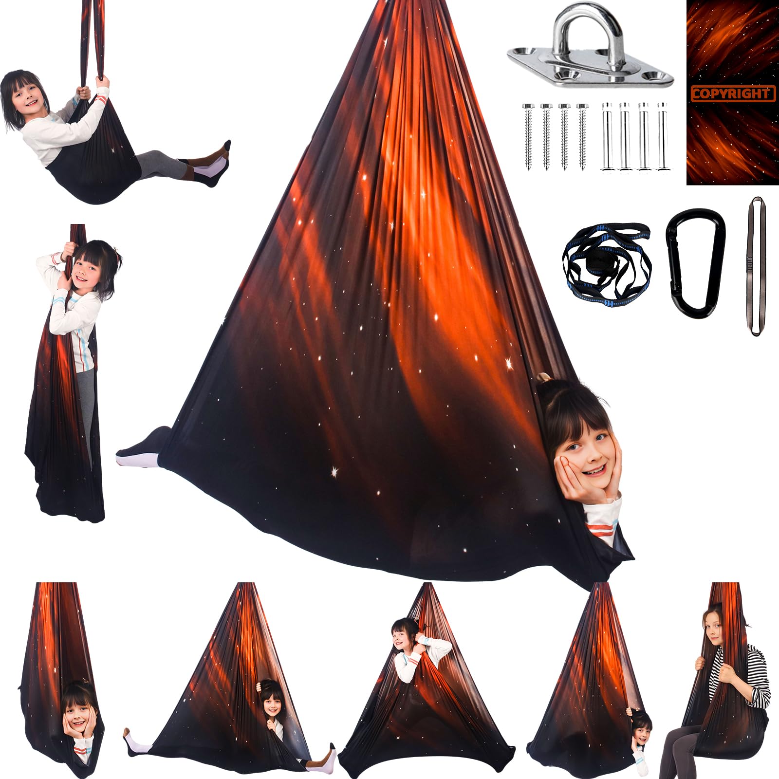 AuDHD Sensory Cuddle Swing with Hardware Space Brown The AuDHD Store