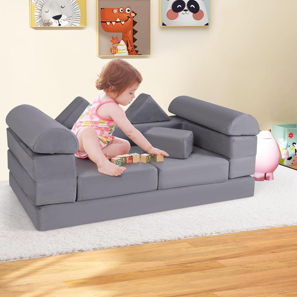 HONEY JOY 9 PCS Modular Convertible Kids Play-Couch The AuDHD Store
