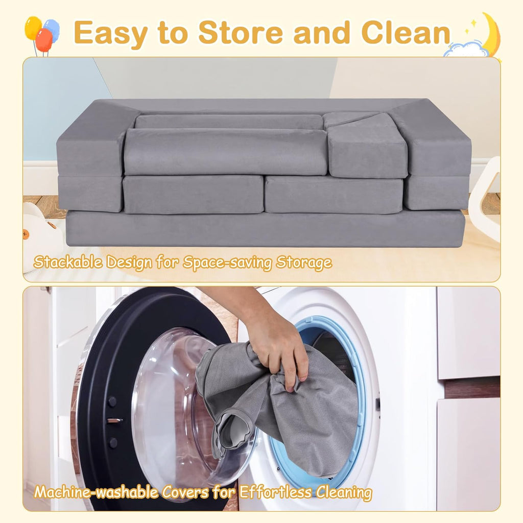 HONEY JOY 9 PCS Modular Convertible Kids Play-Couch The AuDHD Store