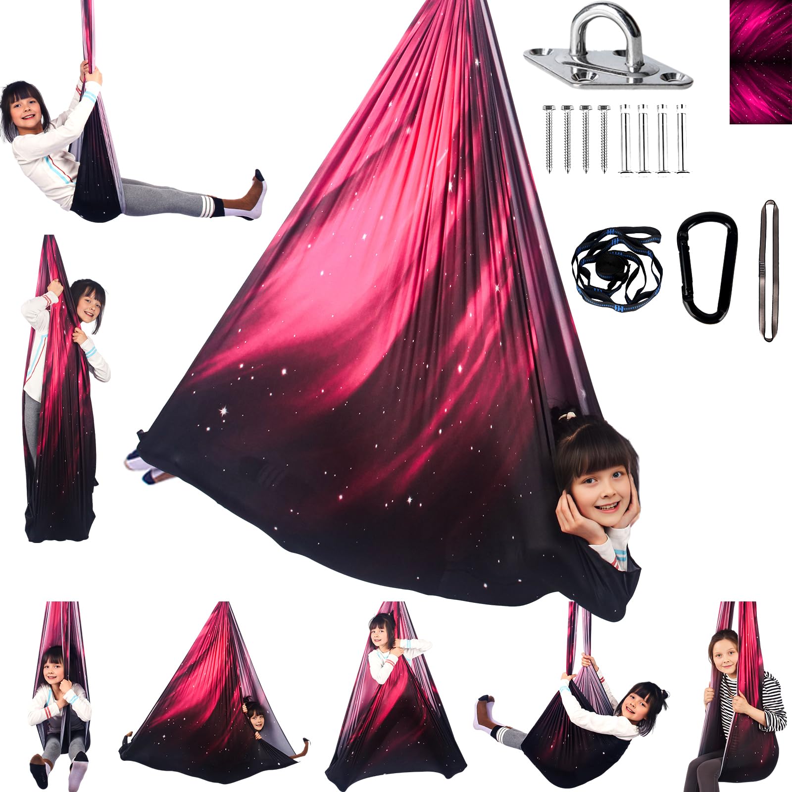 AuDHD Sensory Cuddle Swing with Hardware Space Pink The AuDHD Store