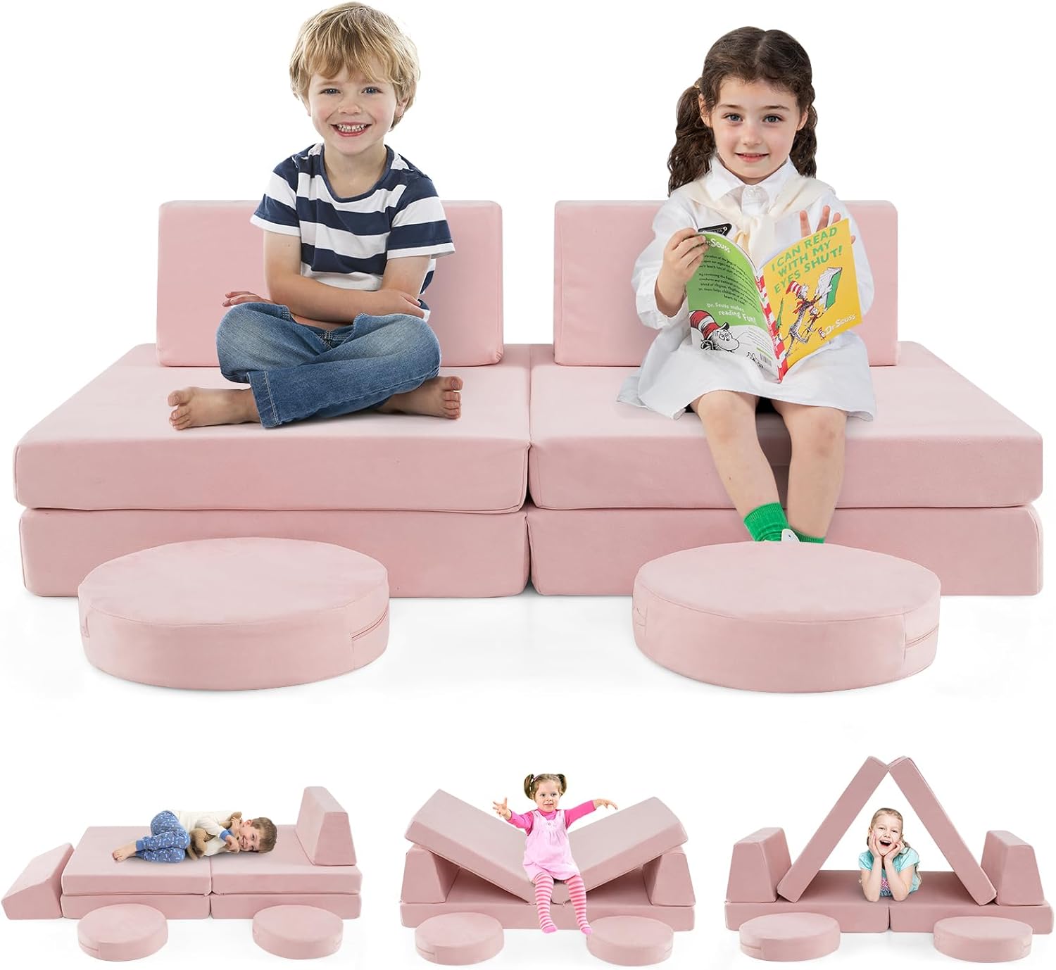 HONEY JOY 6 PCS Modular Convertible Kids Play-Couch The AuDHD Store