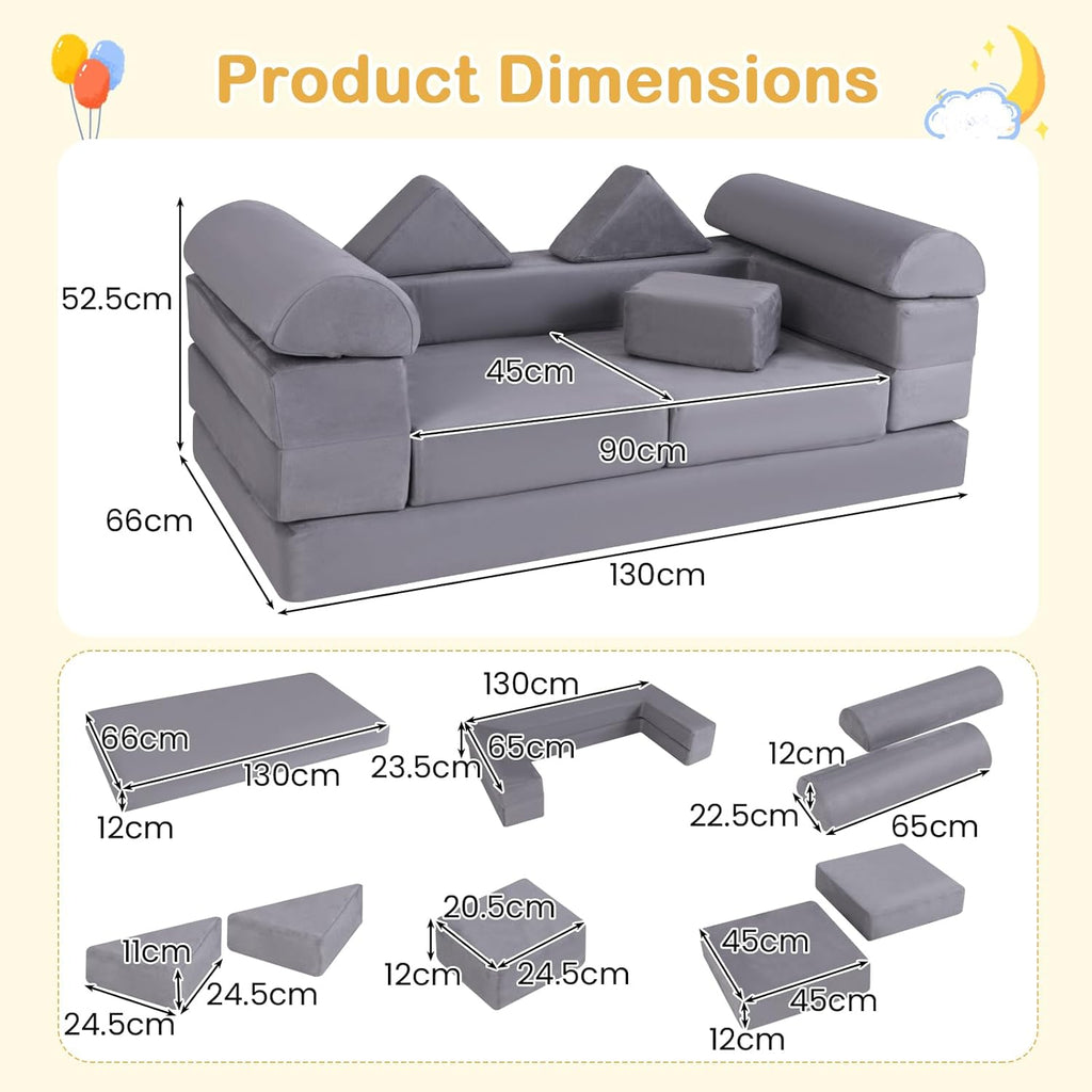HONEY JOY 9 PCS Modular Convertible Kids Play-Couch The AuDHD Store