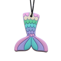 Colorful mermaid tail pendant on a white background