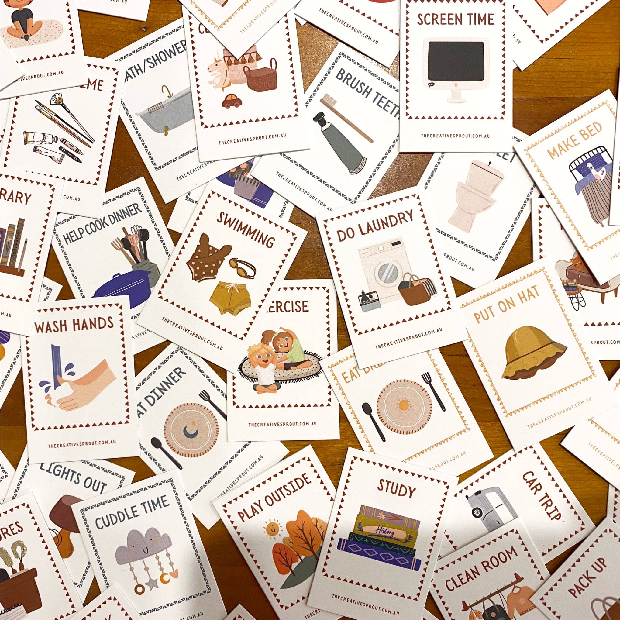 72 Daily Routine Cards + Display Stand | Visual Routine System