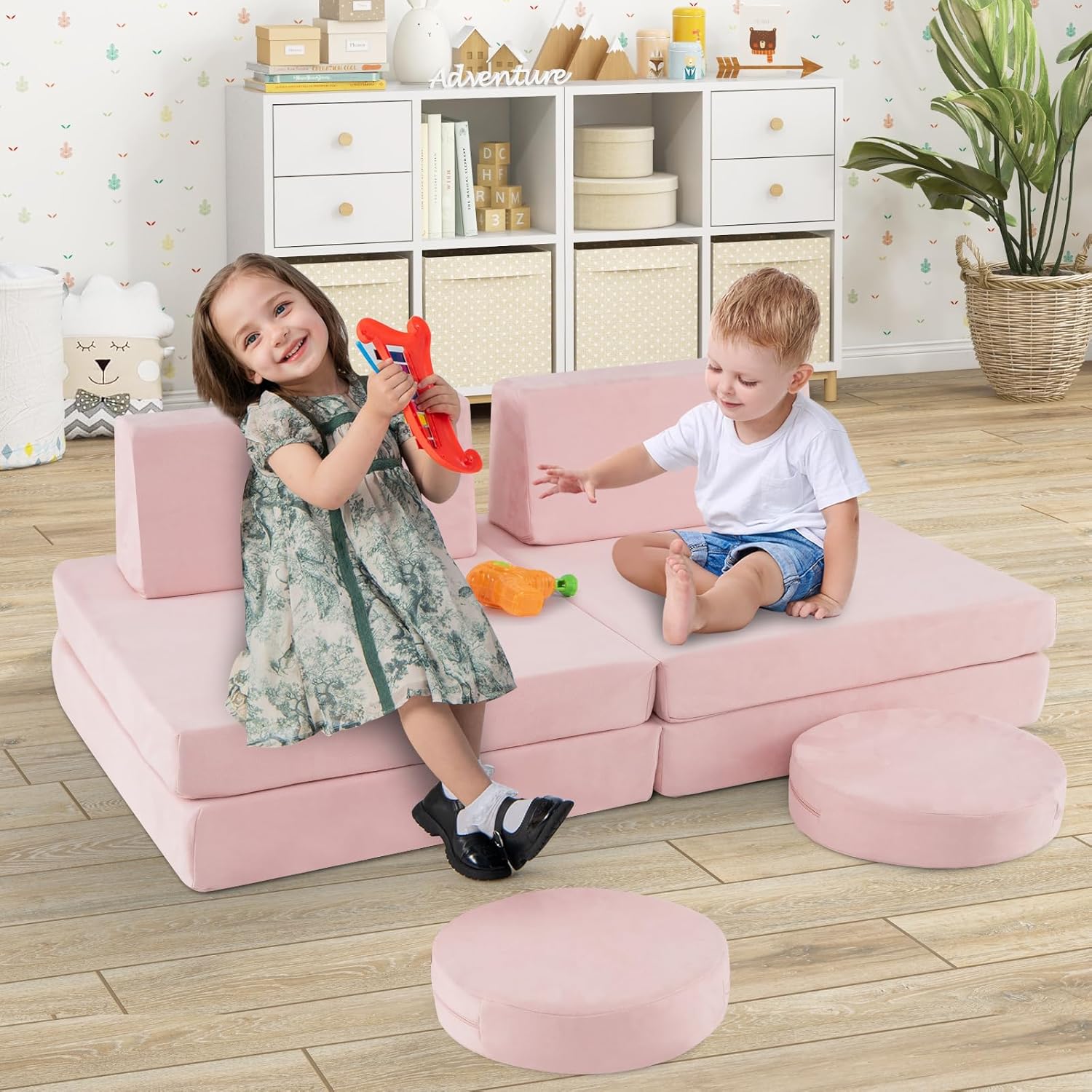 HONEY JOY 6 PCS Modular Convertible Kids Play-Couch The AuDHD Store
