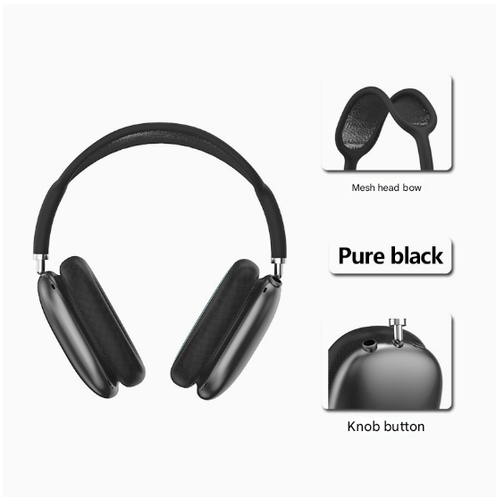 Comfort Mesh Bluetooth Over-Ear Headphones Pure Black The AuDHD Store