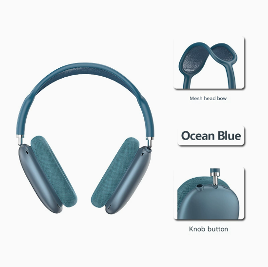 Comfort Mesh Bluetooth Over-Ear Headphones Ocean Blue The AuDHD Store