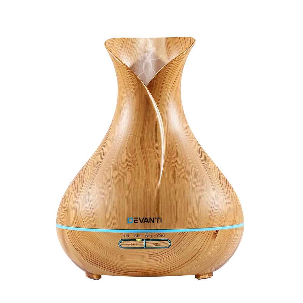 Devanti Aroma Diffuser Aromatherapy Light Wood 400ml The AuDHD Store