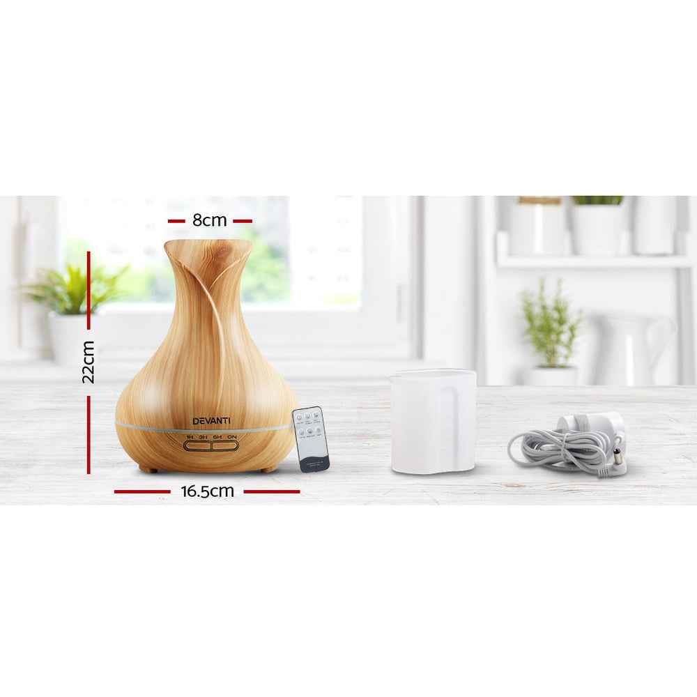 Devanti Aroma Diffuser Aromatherapy Light Wood 400ml The AuDHD Store