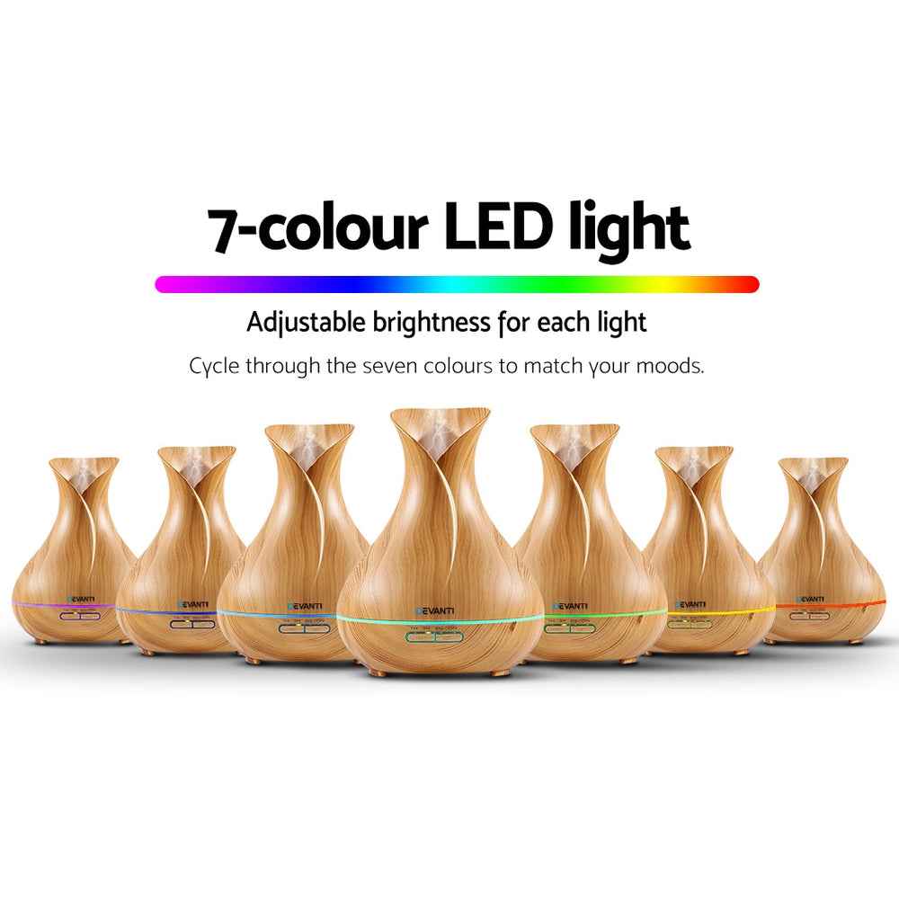 Devanti Aroma Diffuser Aromatherapy Light Wood 400ml The AuDHD Store