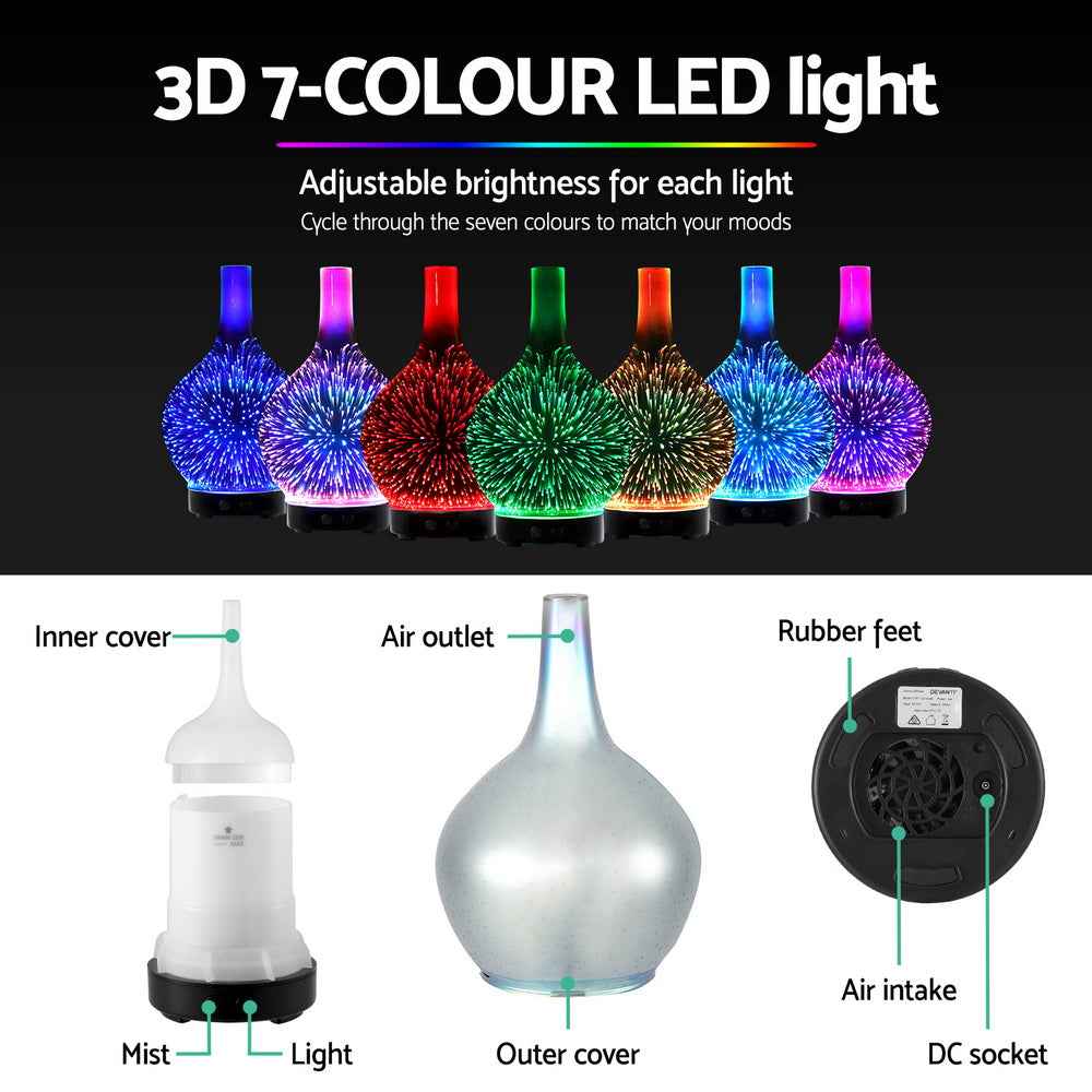Devanti Ultrasonic Aroma Aromatherapy Diffuser 3D Light Oil Firework Humidifier The AuDHD Store