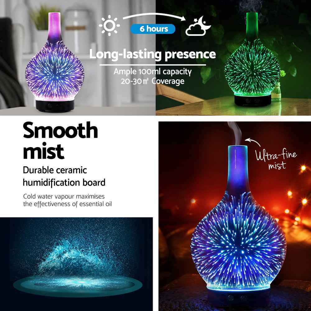 Devanti Ultrasonic Aroma Aromatherapy Diffuser 3D Light Oil Firework Humidifier The AuDHD Store