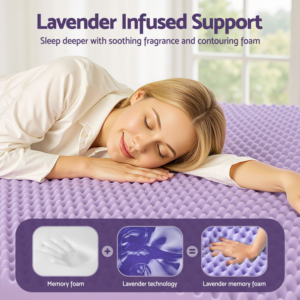 Giselle 5cm Lavender Infused Memory Foam Mattress Topper Size: Double The AuDHD Store