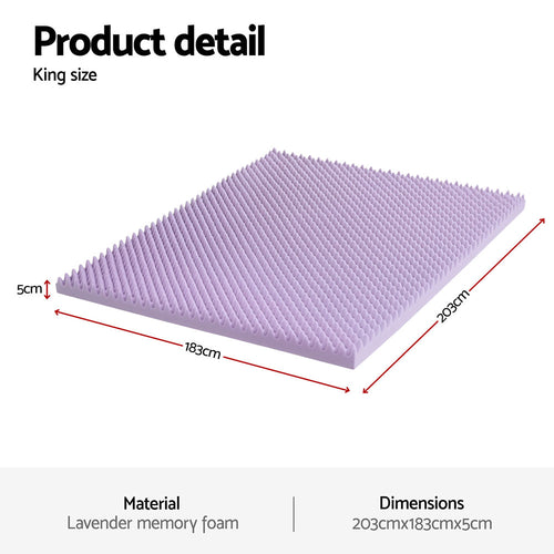 Giselle 5cm Lavender Infused Memory Foam Mattress Topper Size: King The AuDHD Store