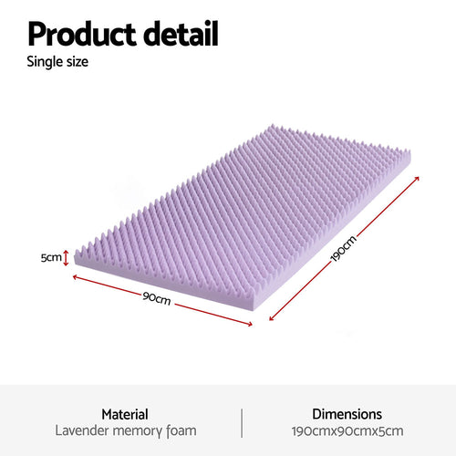 Giselle 5cm Lavender Infused Memory Foam Mattress Topper Size: Single The AuDHD Store