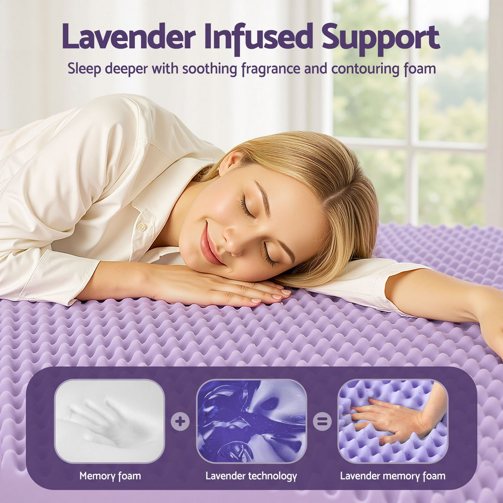 Giselle 5cm Lavender Infused Memory Foam Mattress Topper Size: Single The AuDHD Store