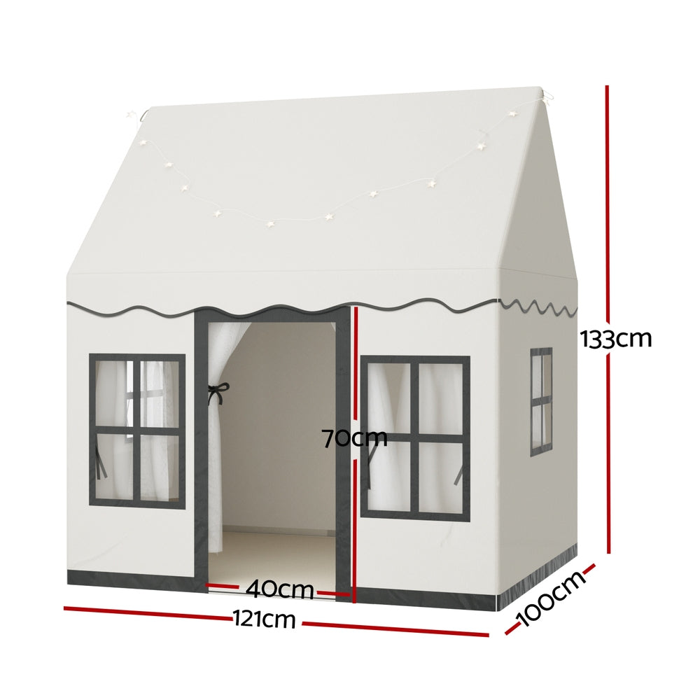 Keezi Kids Play Tent Playhouse Castle with String Lights, Floor Mat and Side Pocket The AuDHD Store