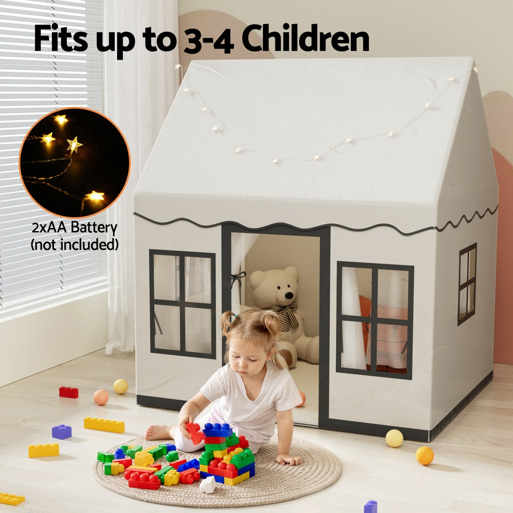 Keezi Kids Play Tent Playhouse Castle with String Lights, Floor Mat and Side Pocket The AuDHD Store