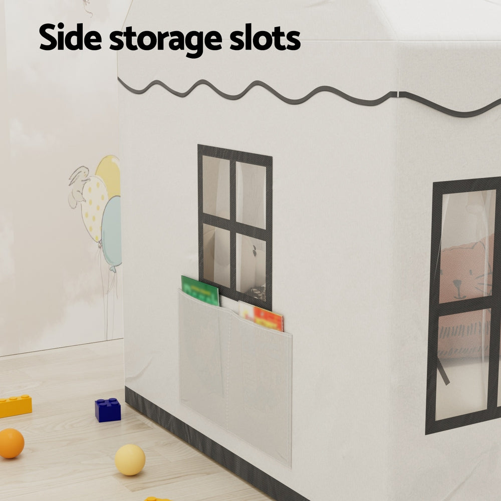 Keezi Kids Play Tent Playhouse Castle with String Lights, Floor Mat and Side Pocket The AuDHD Store