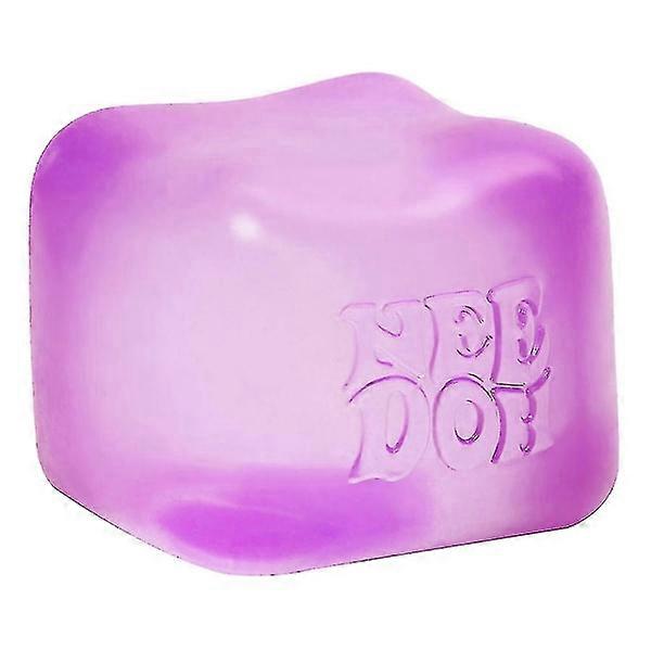 purple needoh squish cube on white backround