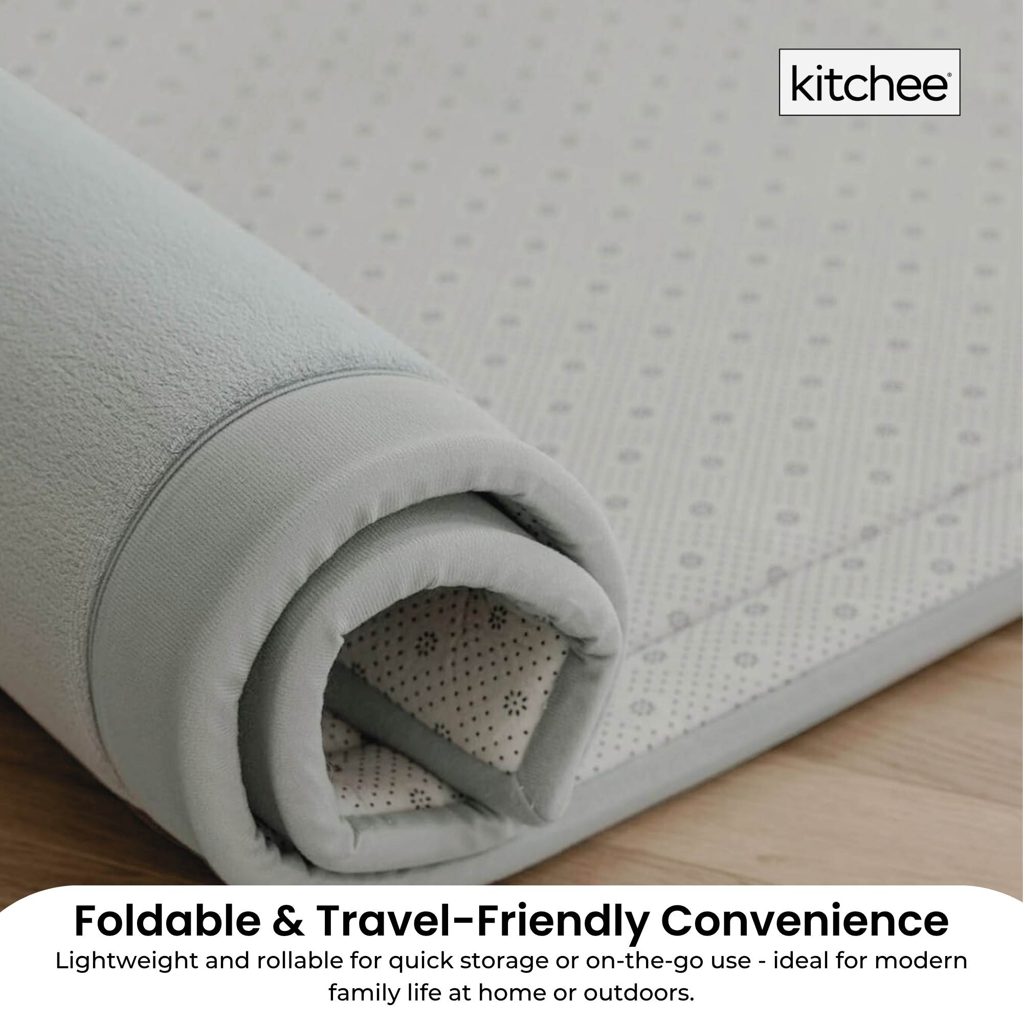 Kitchee Foam Floor Mat 150x200cm - Padded Thick Deep Soft Tatami Style Rug Grey