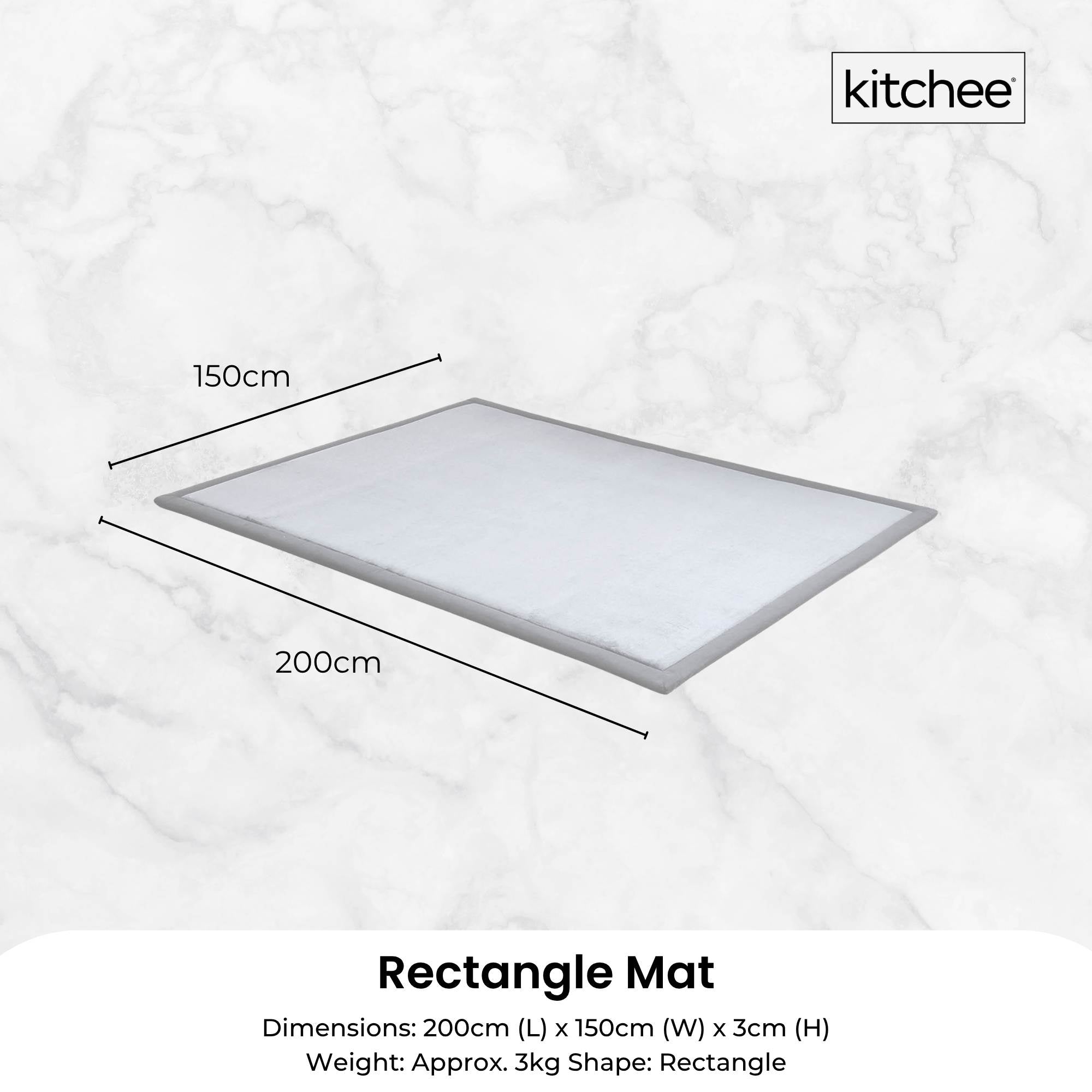 Kitchee Foam Floor Mat 150x200cm - Padded Thick Deep Soft Tatami Style Rug Grey