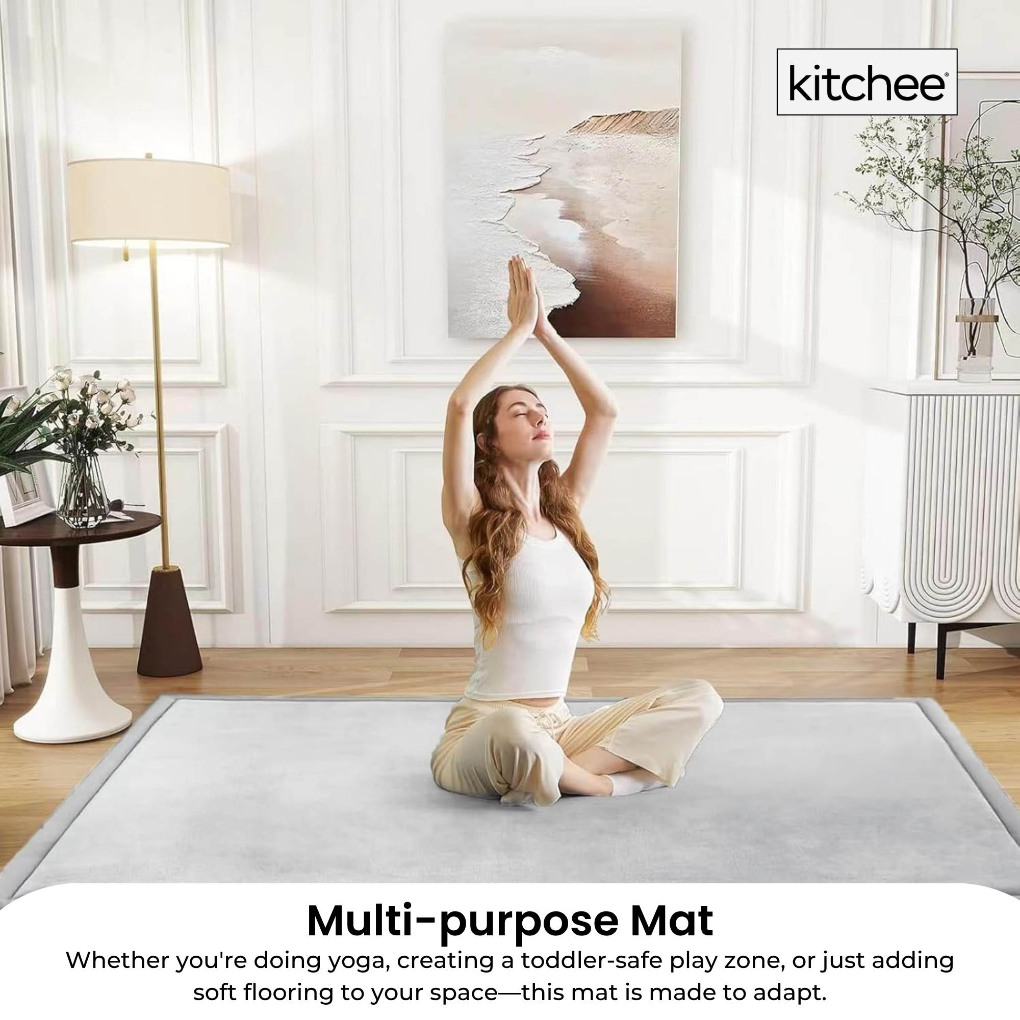 Kitchee Foam Floor Mat 150x200cm - Padded Thick Deep Soft Tatami Style Rug Grey