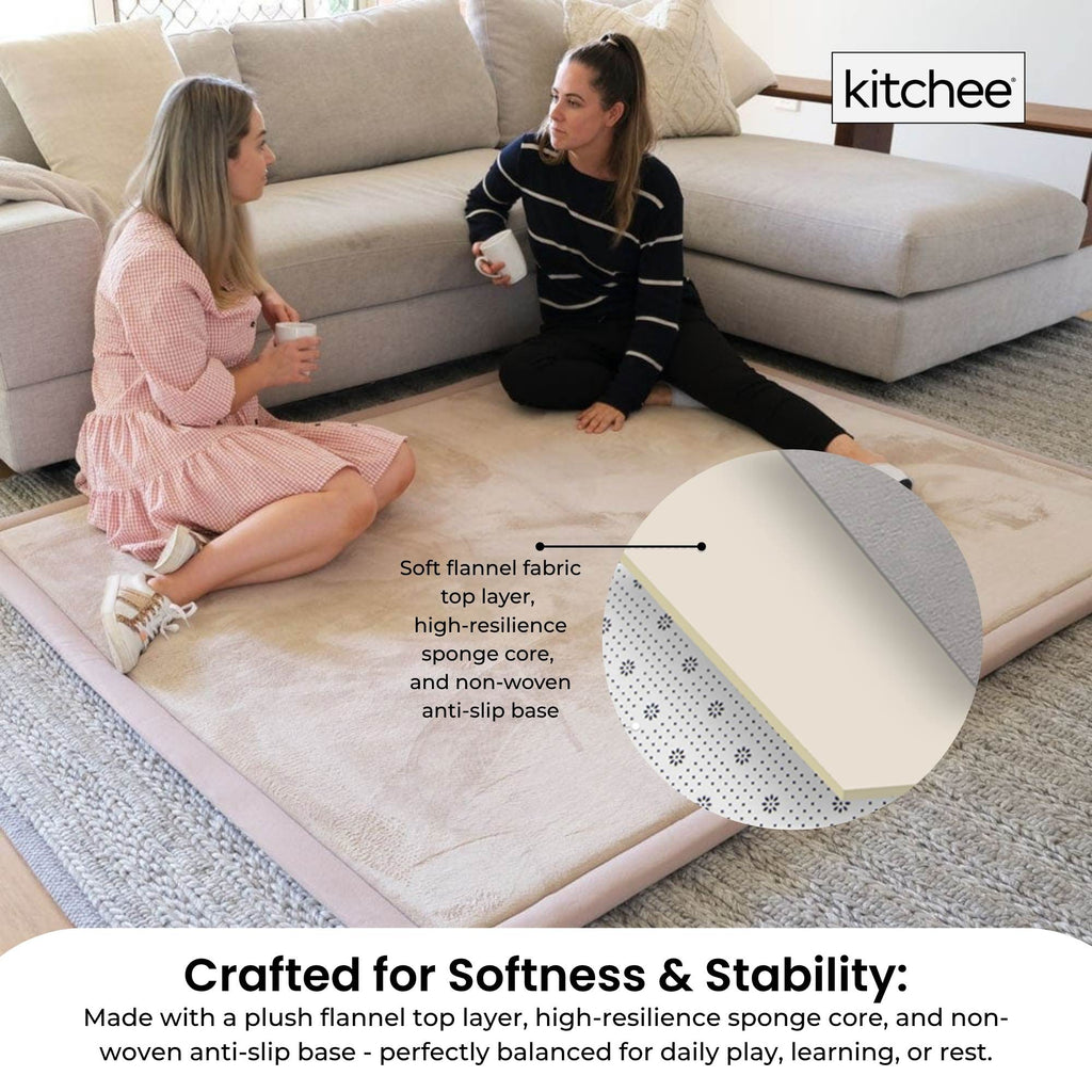 Kitchee Kids Foam Floor Play Mat 200x200cm – Padded, Thick and Soft in Cream The AuDHD Store