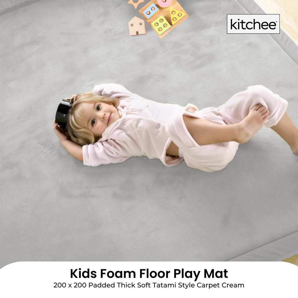 Kitchee Kids Foam Floor Play Mat 200x200cm – Padded, Thick and Soft in Grey The AuDHD Store