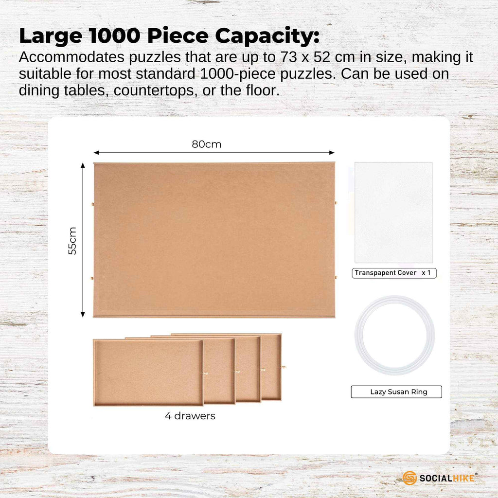 Rotating Puzzle Board - 1000pc capacity with 4 Drawers and Cover The AuDHD Store
