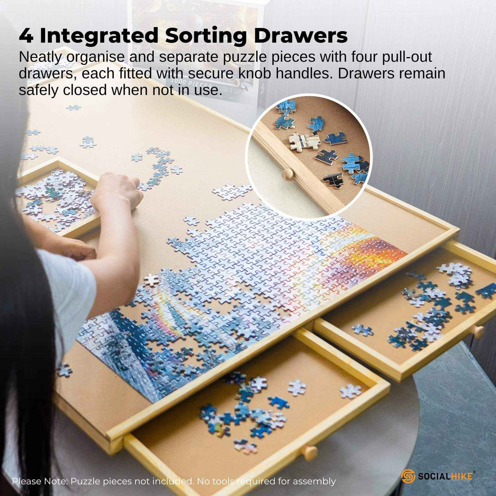 Rotating Puzzle Board - 1000pc capacity with 4 Drawers and Cover The AuDHD Store