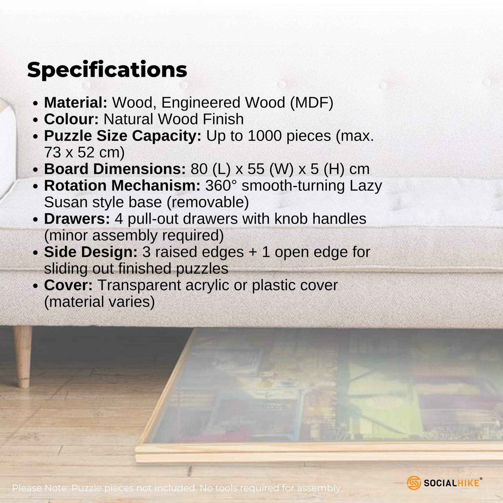 Rotating Puzzle Board - 1000pc capacity with 4 Drawers and Cover The AuDHD Store