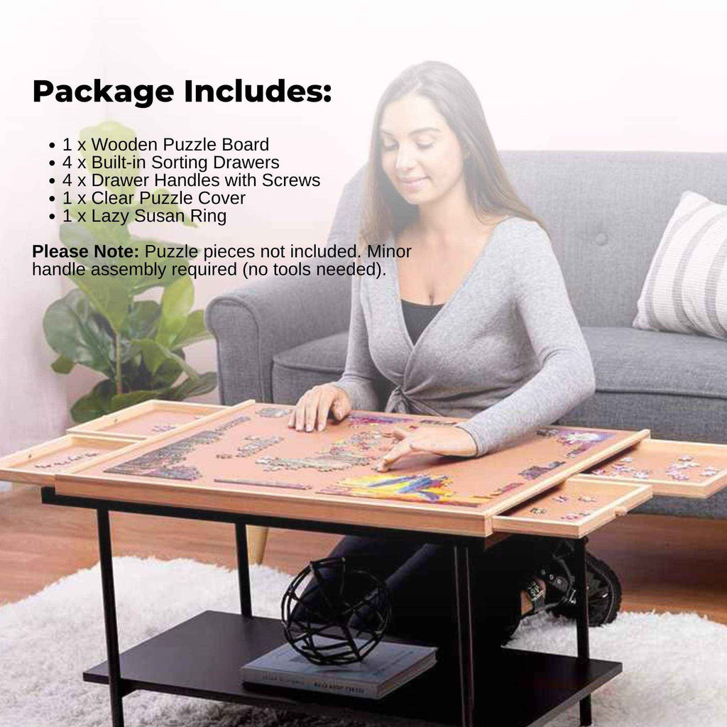 Rotating Puzzle Board - 1000pc capacity with 4 Drawers and Cover The AuDHD Store