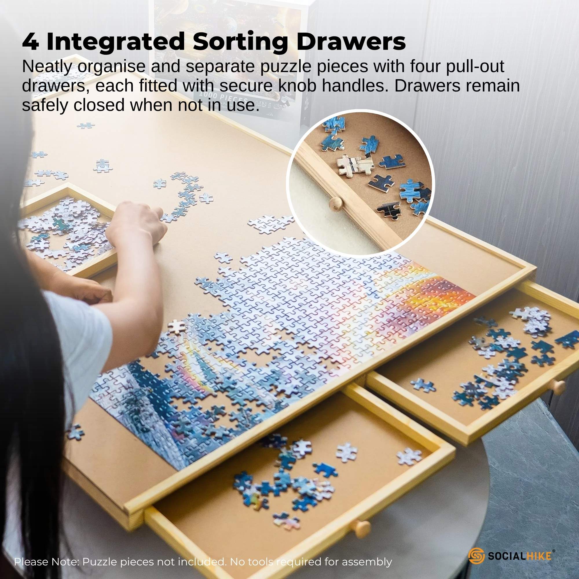Rotating Puzzle Board - 1000pc capacity with 4 Drawers and Cover