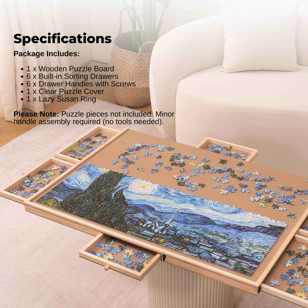 Rotating Puzzle Board - 1500pc capacity with 6 Drawers and Cover The AuDHD Store
