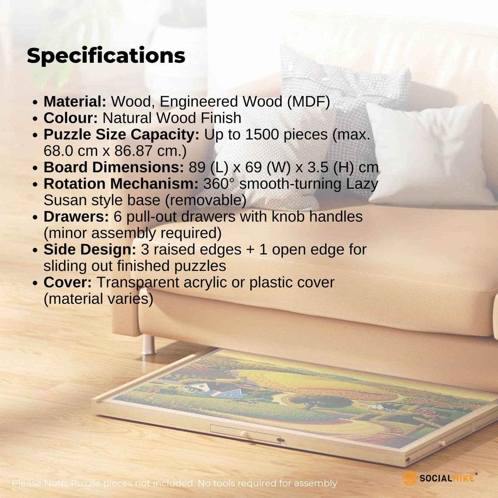 Rotating Puzzle Board - 1500pc capacity with 6 Drawers and Cover The AuDHD Store