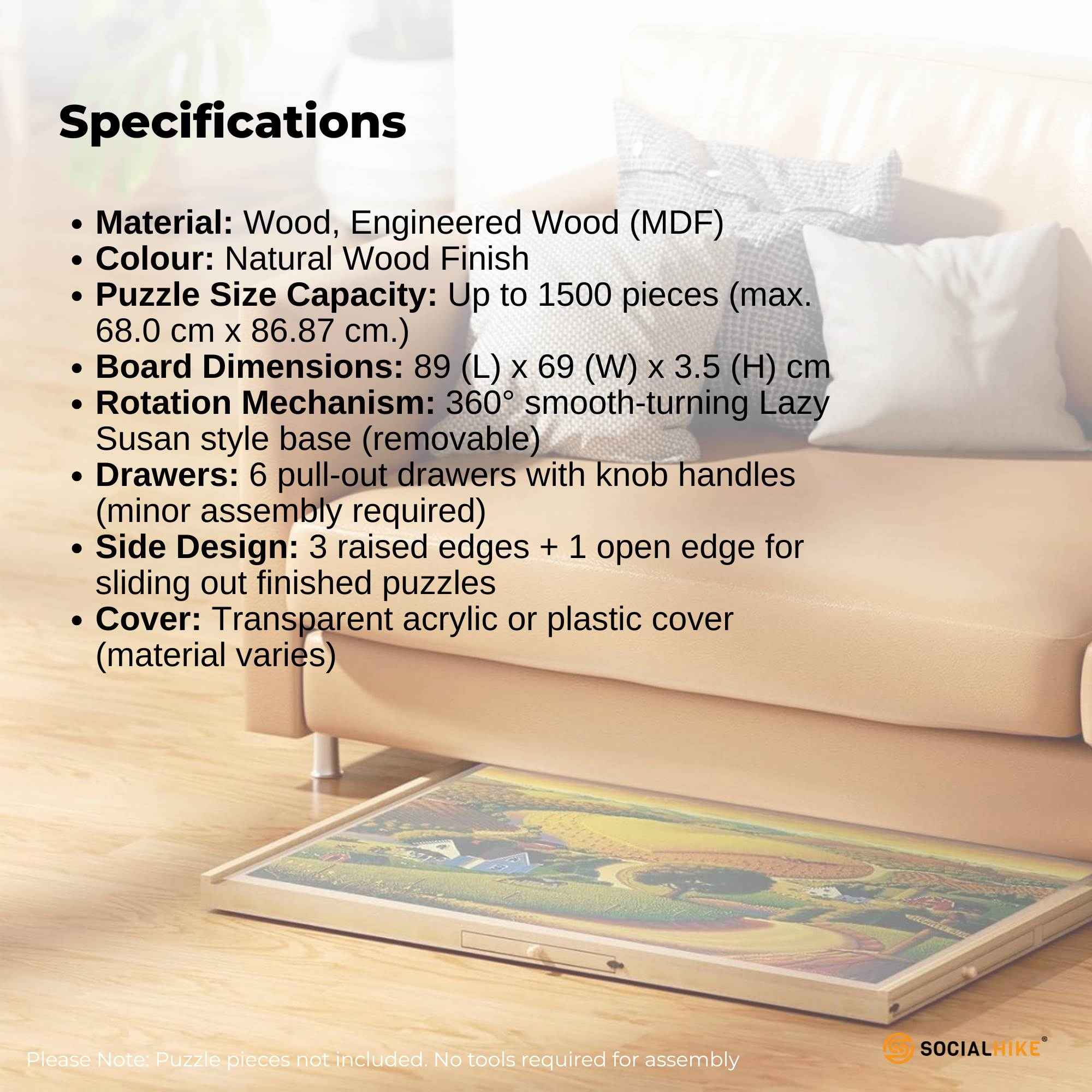 Rotating Puzzle Board - 1500pc capacity with 6 Drawers and Cover The AuDHD Store