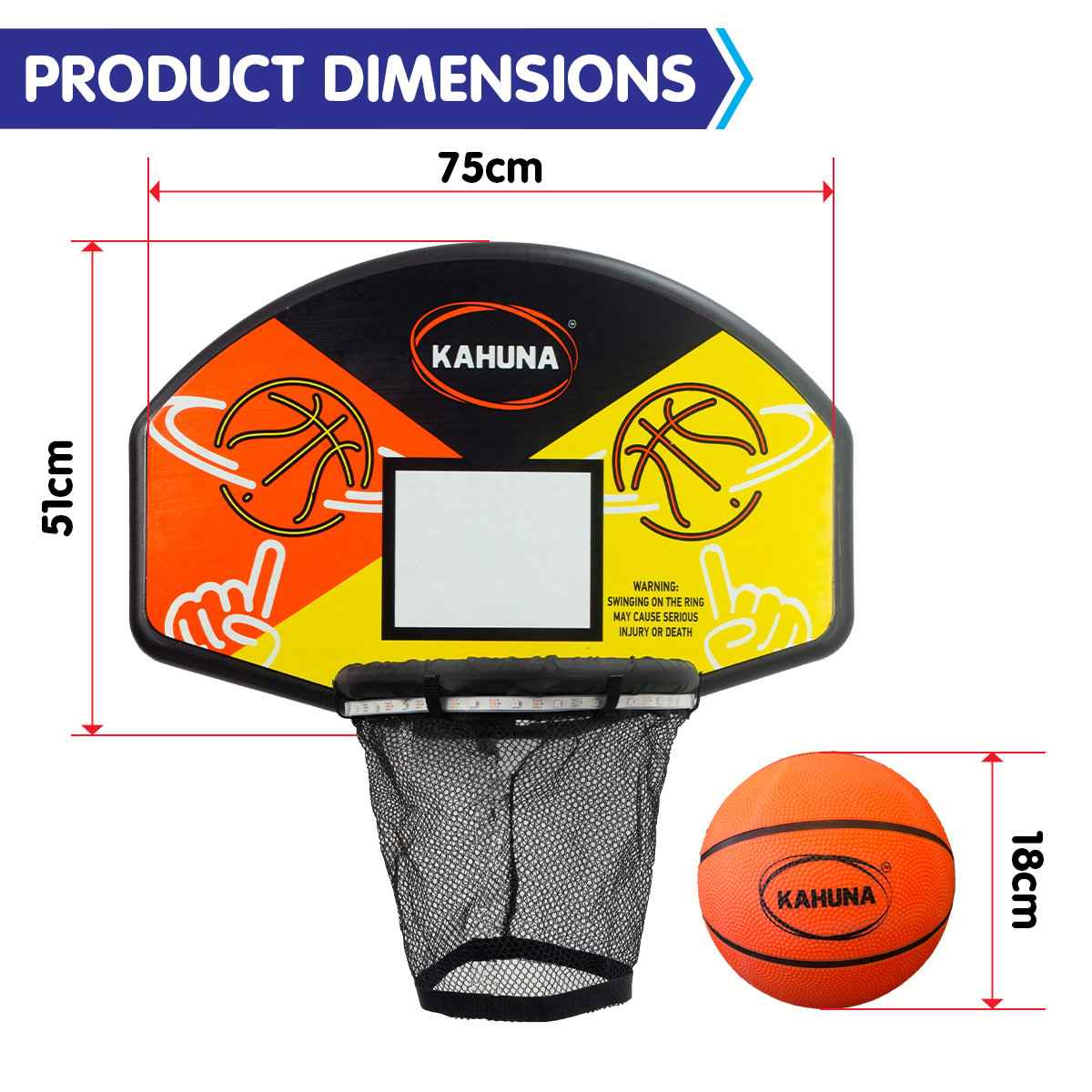 Kahuna Trampoline LED Basketball Hoop Set with Light-Up Ball The AuDHD Store