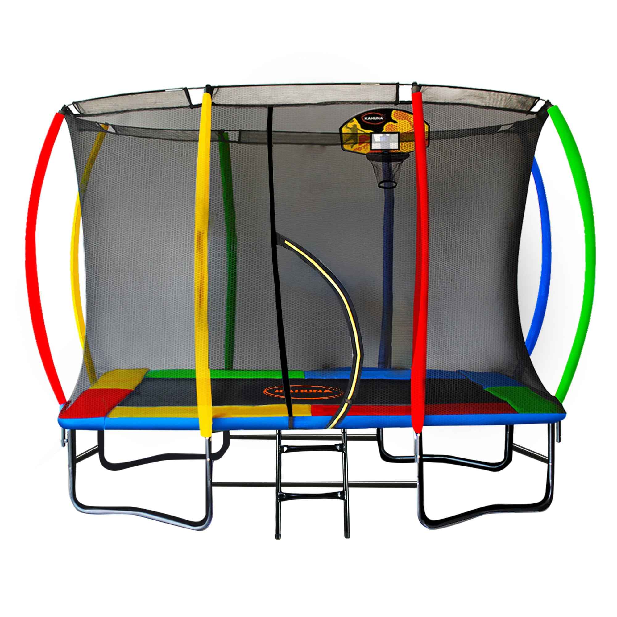 Kahuna 6ft x 9ft Rectangular Trampoline with Basketball Set – Rainbow The AuDHD Store