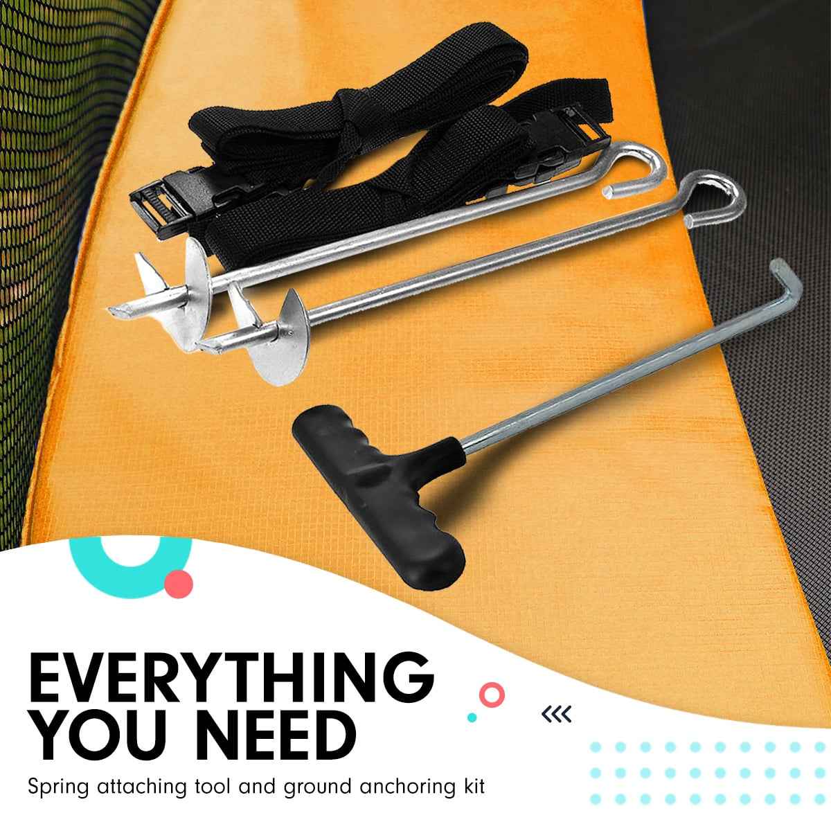 Kahuna Rectangular Trampoline 6x9ft with LED Basketball Set – Rainbow The AuDHD Store