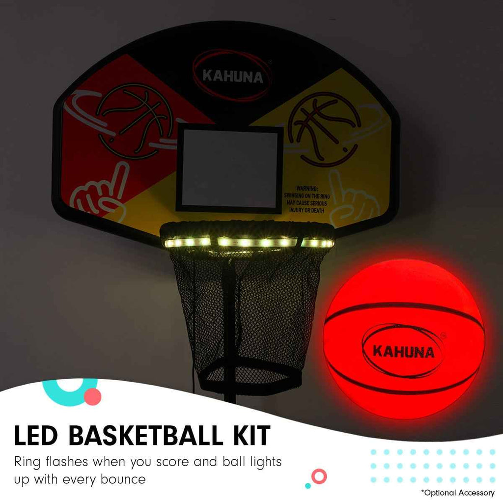 Kahuna Rectangular Trampoline 6x9ft with LED Basketball Set – Rainbow The AuDHD Store