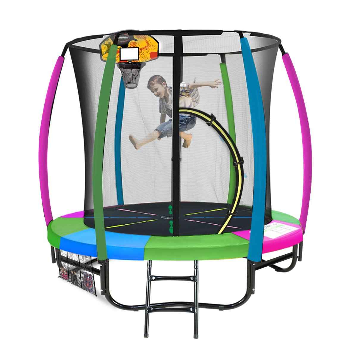 Kahuna Classic 6ft Trampoline with Basketball Set - Rainbow The AuDHD Store