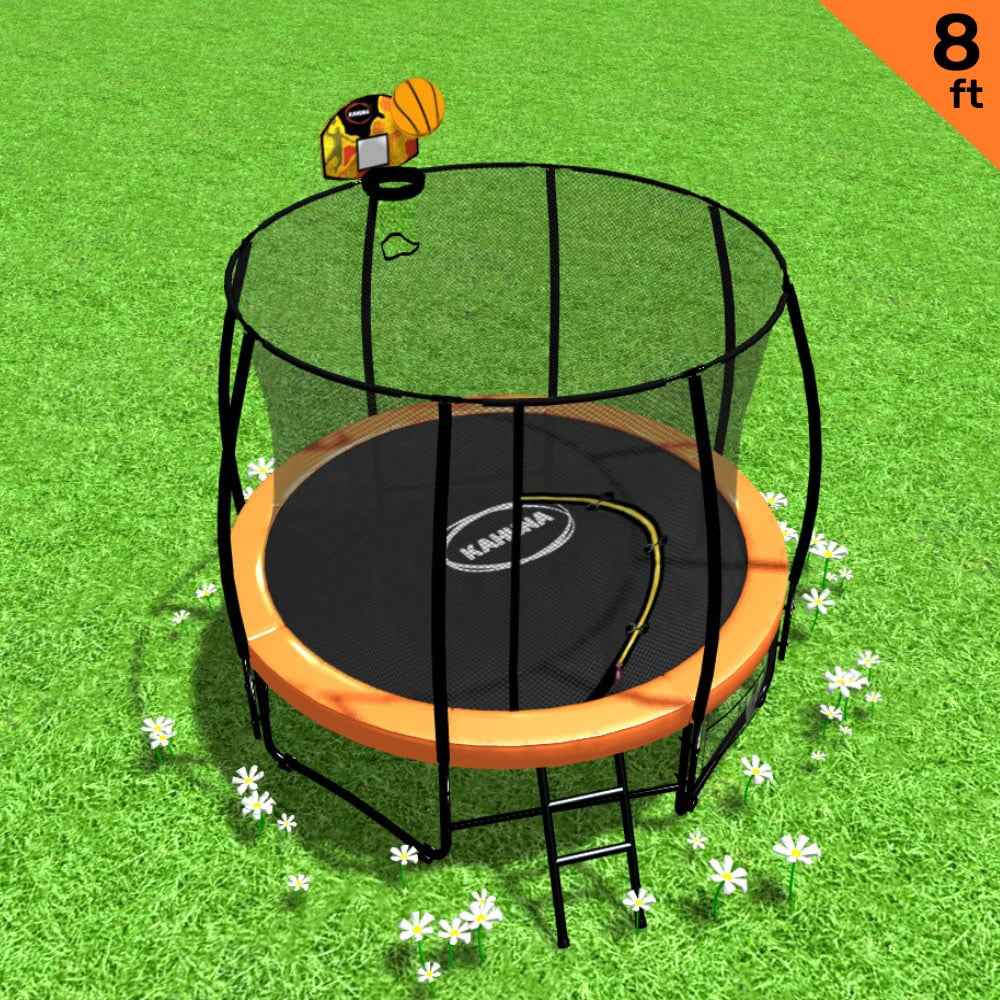 Kahuna 8ft Trampoline with Basketball Hoop Set - Orange The AuDHD Store