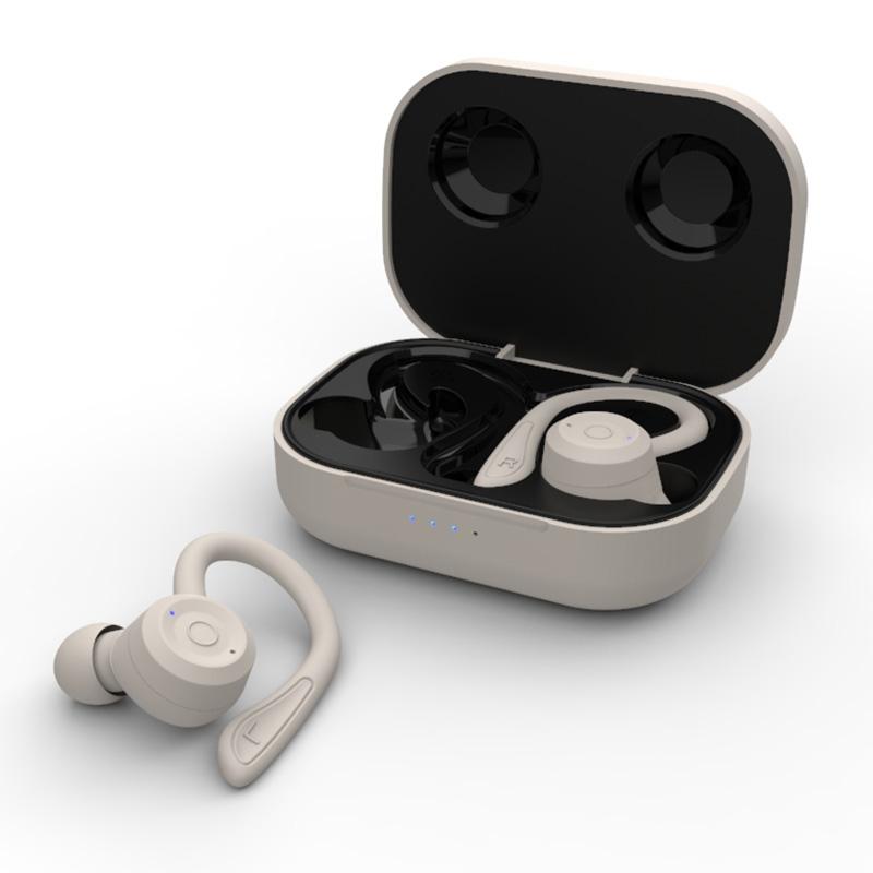 Waterproof T20 Bluetooth Earphones with Charging Box and Noise-cancelling Hooks - Grey The AuDHD Store