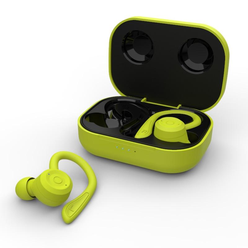 Waterproof T20 Bluetooth Earphones with Charging Box and Noise-cancelling Hooks - Green The AuDHD Store