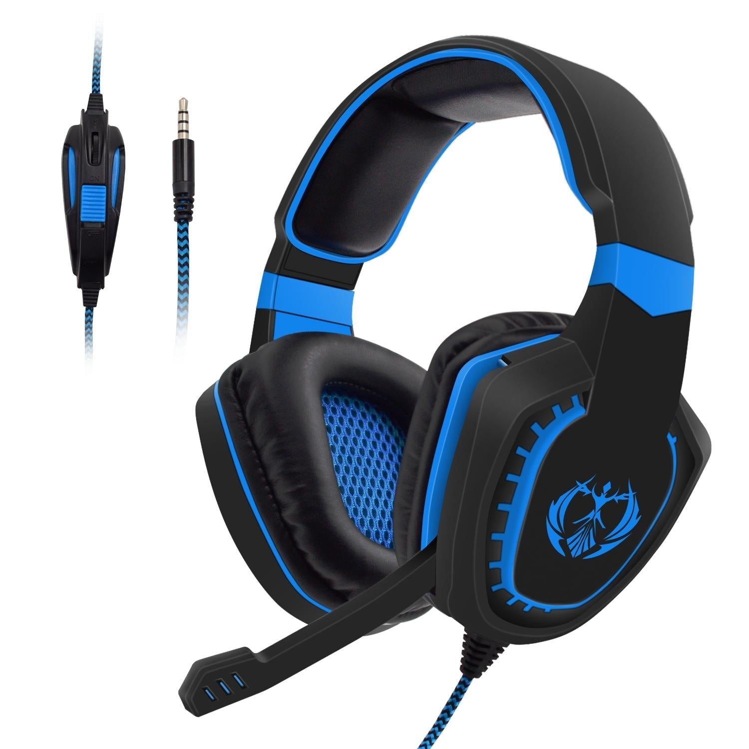 3.5Mm Noise-Canceling Gaming Headset With Retractable Mic 2M Cable Blue The AuDHD Store